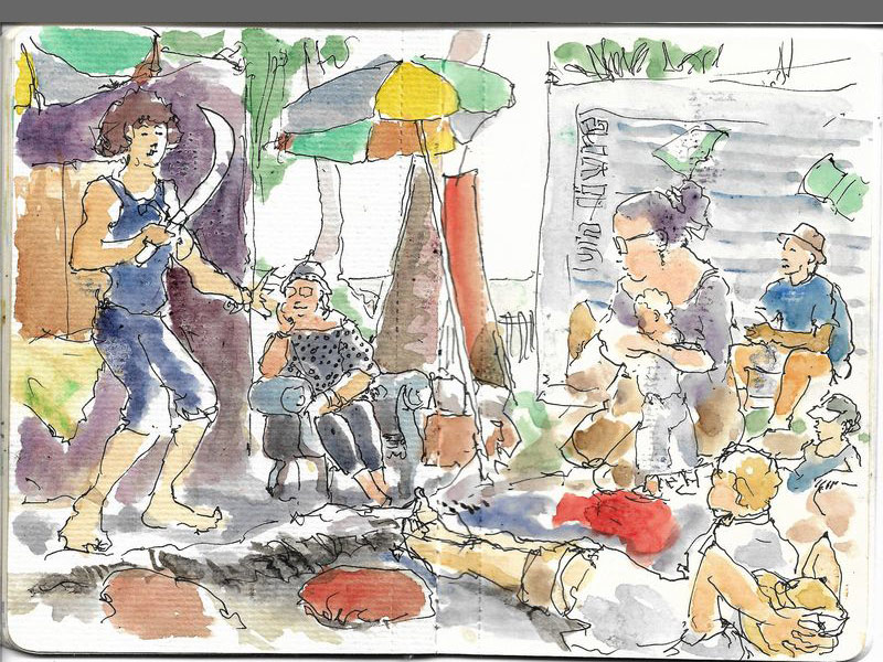 Lire en fête à Manapany, croquis aquarellé  Alain Ducros