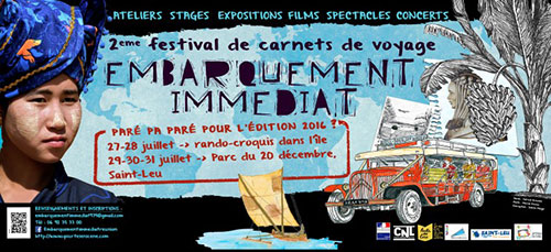 Carnets de croquis aquarellés Alain Ducros Ateliers et rando-croquis du Festival de carnets de voyage de Saint-Leu