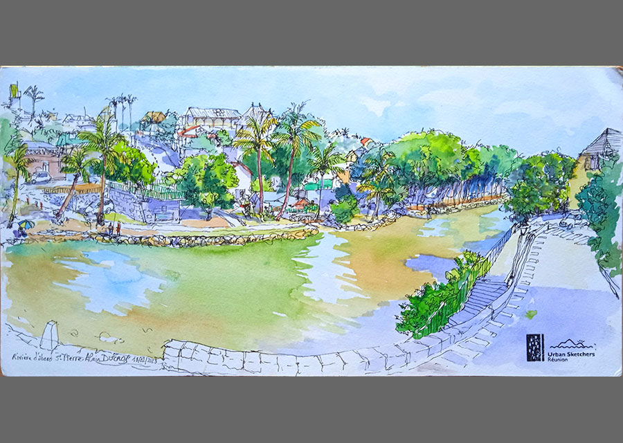 La rivière d'Abord, Terre-Sainte, croquis aquarellé  Alain Ducros