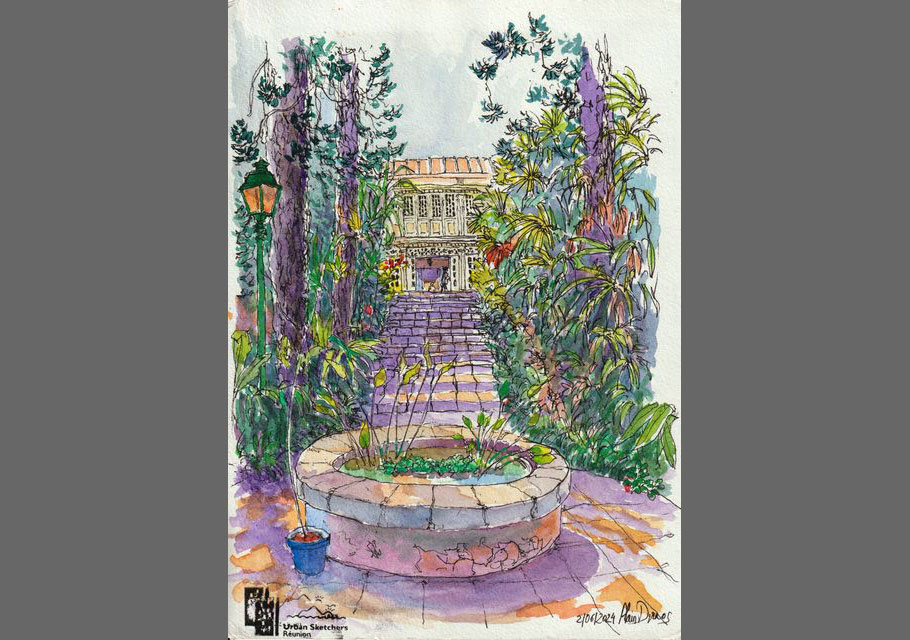 Jardin botanique des Mascarins, croquis aquarellés  Alain Ducros