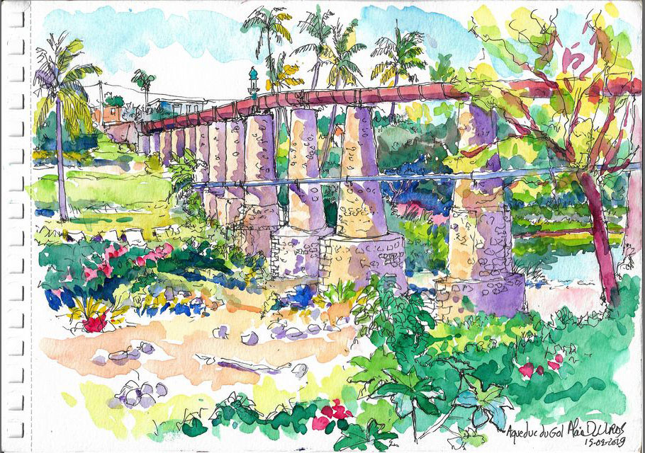 Aqueduc du Gol, St-Louis, croquis aquarellés  Alain Ducros