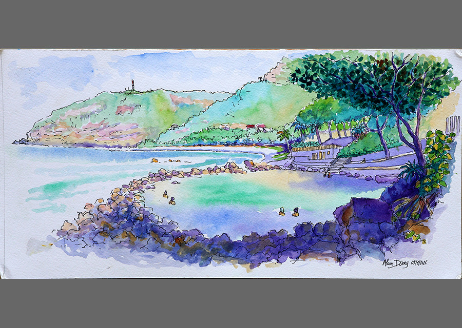 Le bassin de Manapany, croquis aquarellé  Alain Ducros